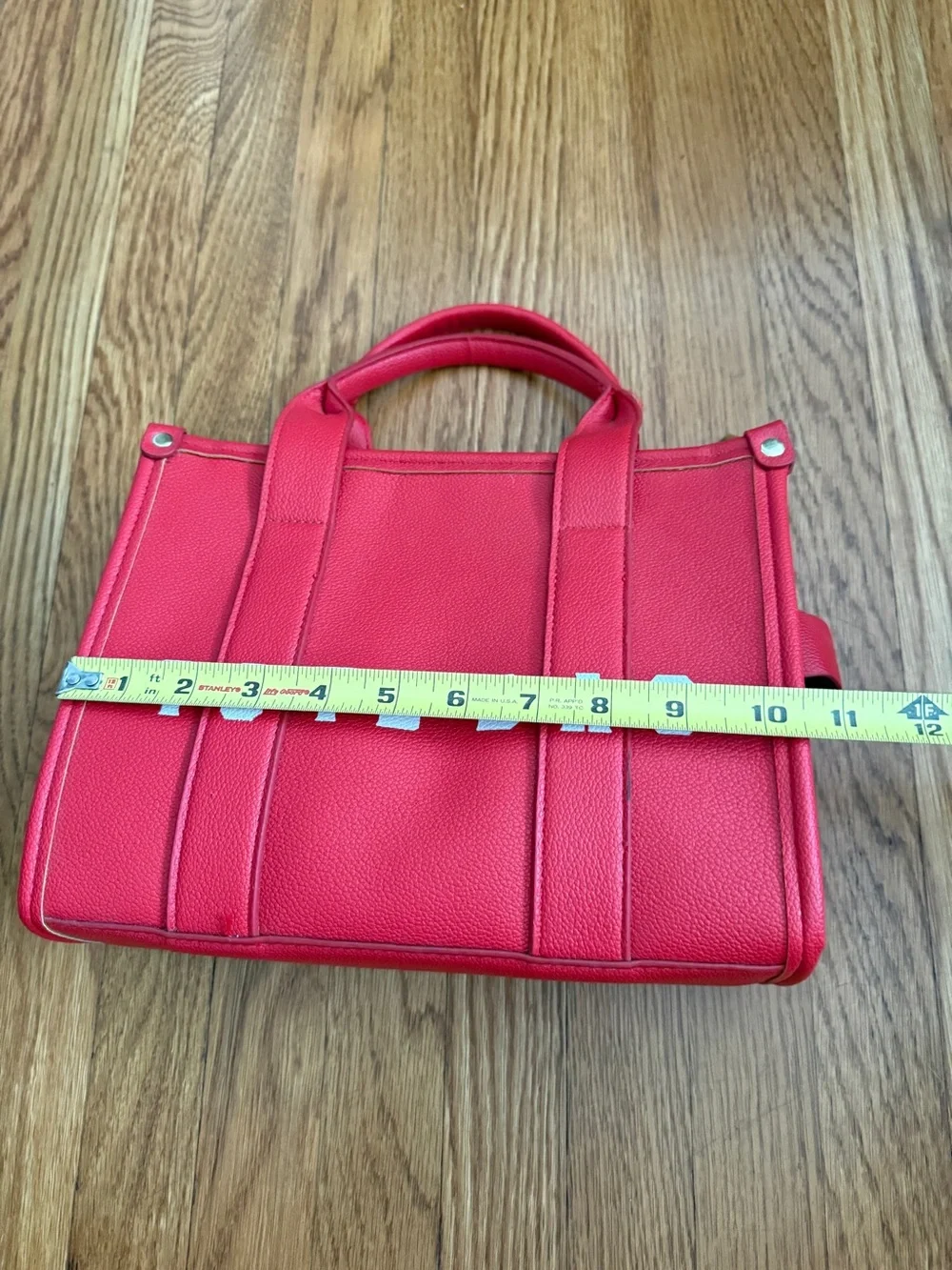 Tote bag red faux leather small tote purse with extra strap New